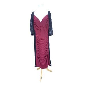 Kiyonna Plus Size Valentina Long Sleeve Lace Illusion Dress Red Black Size 2x